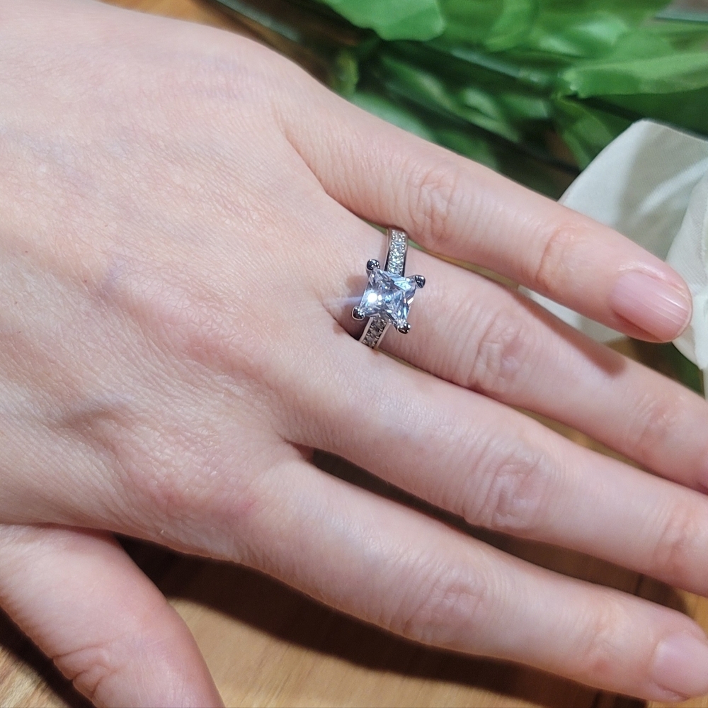 925 Sterling Silver Proposal Ring for Women,Princess,CertifiedTibetan,Engagement - Picture 3 of 7
